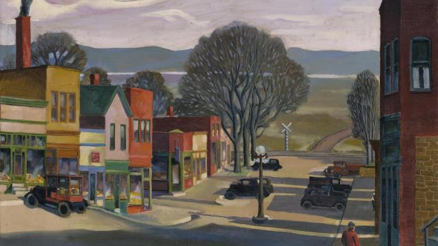 Gale Stockwell: 'Parkville, Main Street', 1933, Smithsonian American Art Museum. La obra ilustra la portada de 'Winesburg, Ohio' en la edición de Penguin Classics.