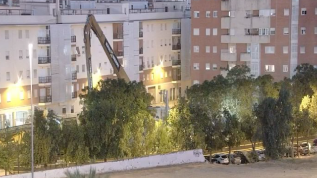 Obras en el edificio colapsado.