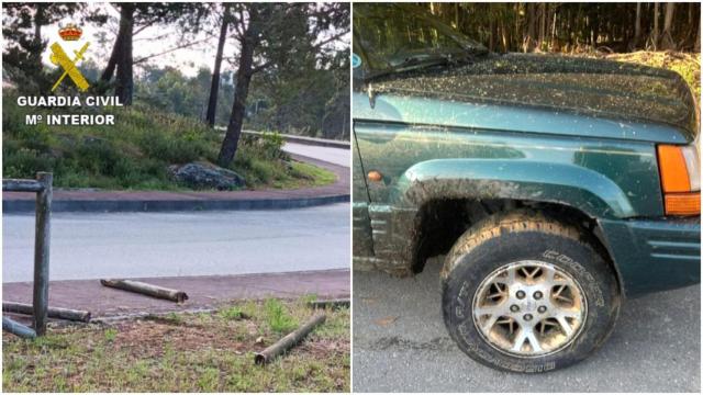 Daños al mobiliario urbano en O Rosal.