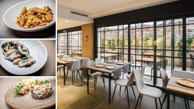 Imagen del interior del Restaurante Mena y, a la derecha, algunas de las tapas que sirven.