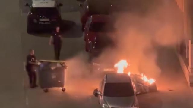 Incendio en el contenedor de Elviña