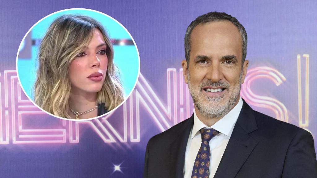 El presentador Santi Acosta y Alejandra Rubio en un fotomontaje de BLUPER.