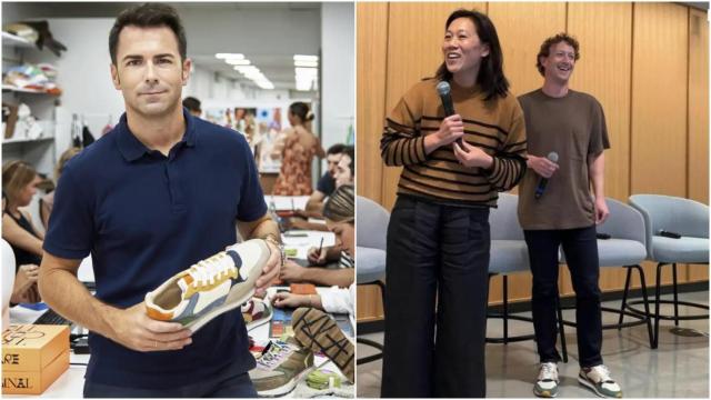 Francisco y Mark Zuckerberg a la derecha con las zapatillas Hoff.