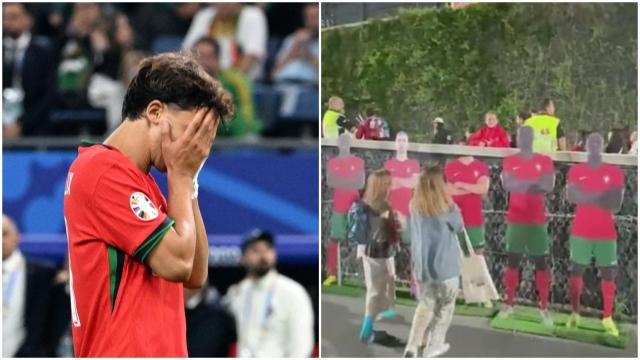 Cortan la cabeza a una figura de cartón de Joao Félix tras la eliminación de Portugal