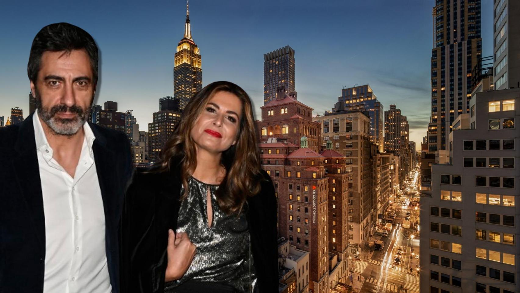 Juan del Val y Nuria Roca con las vistas de Nueva York en un montaje de JALEOS.