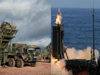 Un sistema Patriot (izqda) y un SAMP-T (dcha).