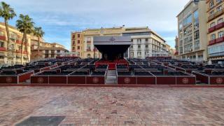 Imagen de la Tribuna Principal de la Semana Santa de Málaga.