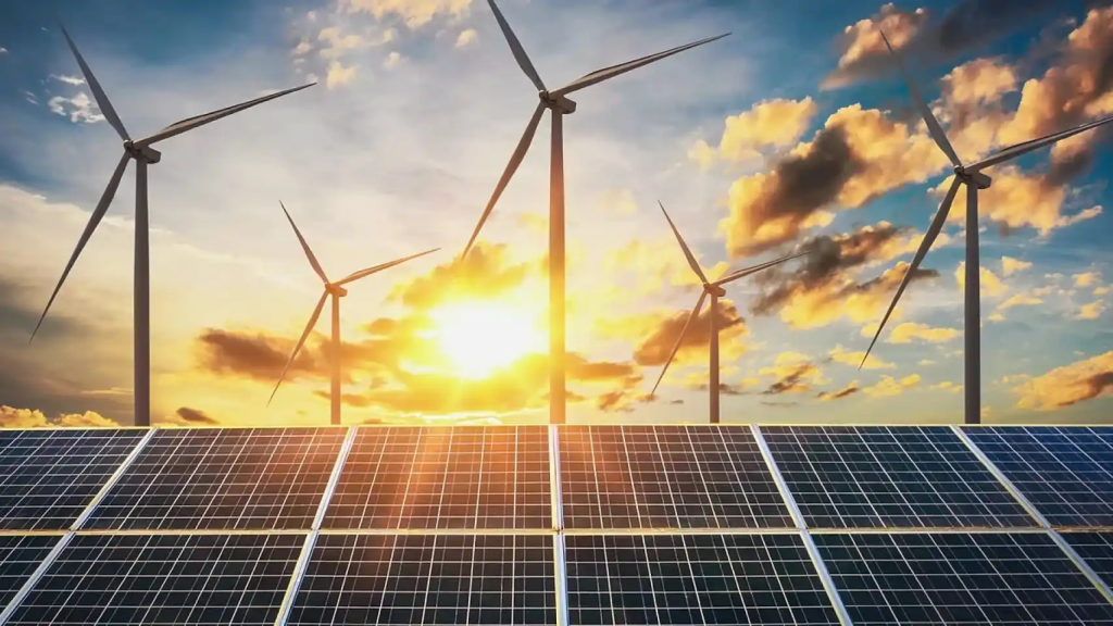 Plantas de energía eólica y solar fotovoltaica.