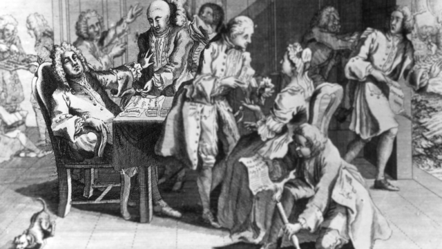 Robert Jenkins enseñando su cercenada oreja al primer ministro británico.