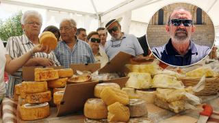Imagen de archivo de una Feria del Queso de Frómista y del alcalde, Feliciano Montes
