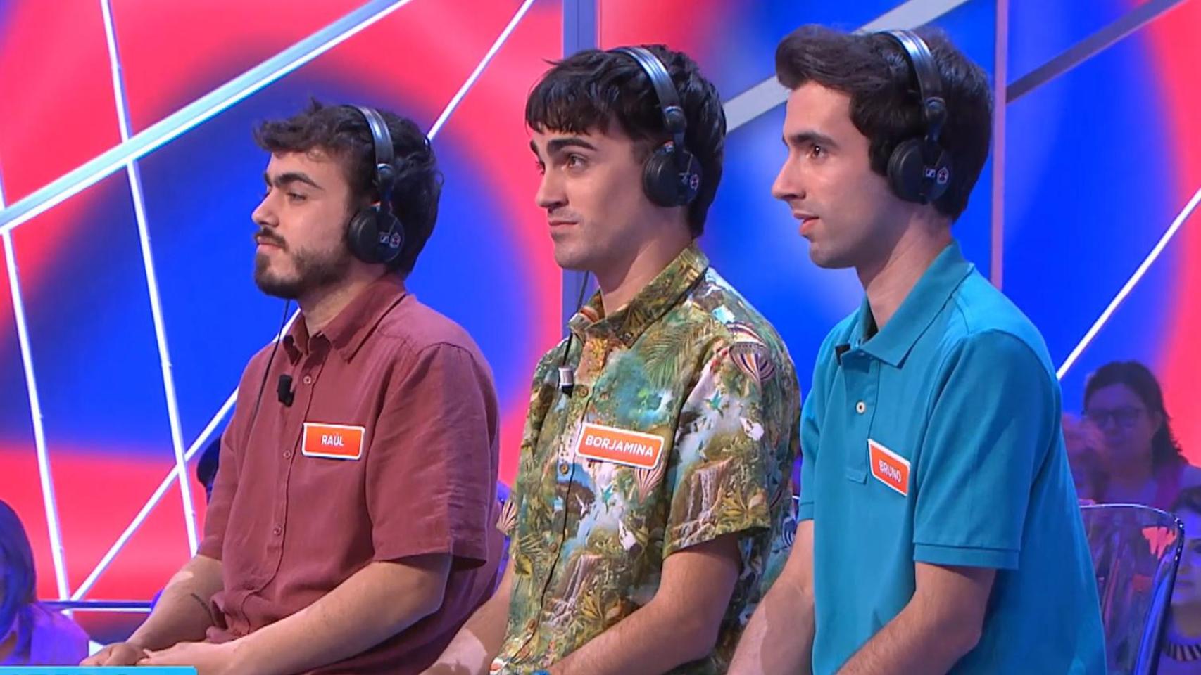 Borjamina, Raul Santamaría y Bruno Vila, los 'Mozos de Arousa' en 'Reacción en cadena'.