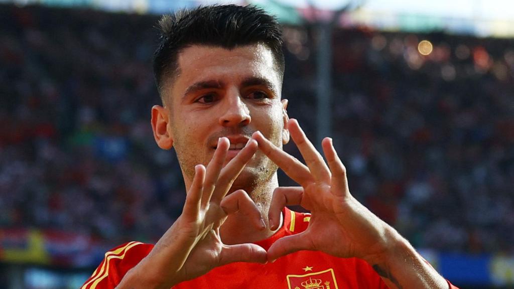Álvaro Morata celebra su único gol en la Eurocopa 2024 ante Croacia