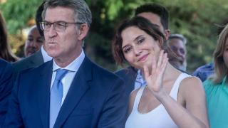 El presidente del PP, Alberto Núñez Feijóo y la presidenta de la Comunidad de Madrid, Isabel Díaz Ayuso, el 11 de julio de 2024.