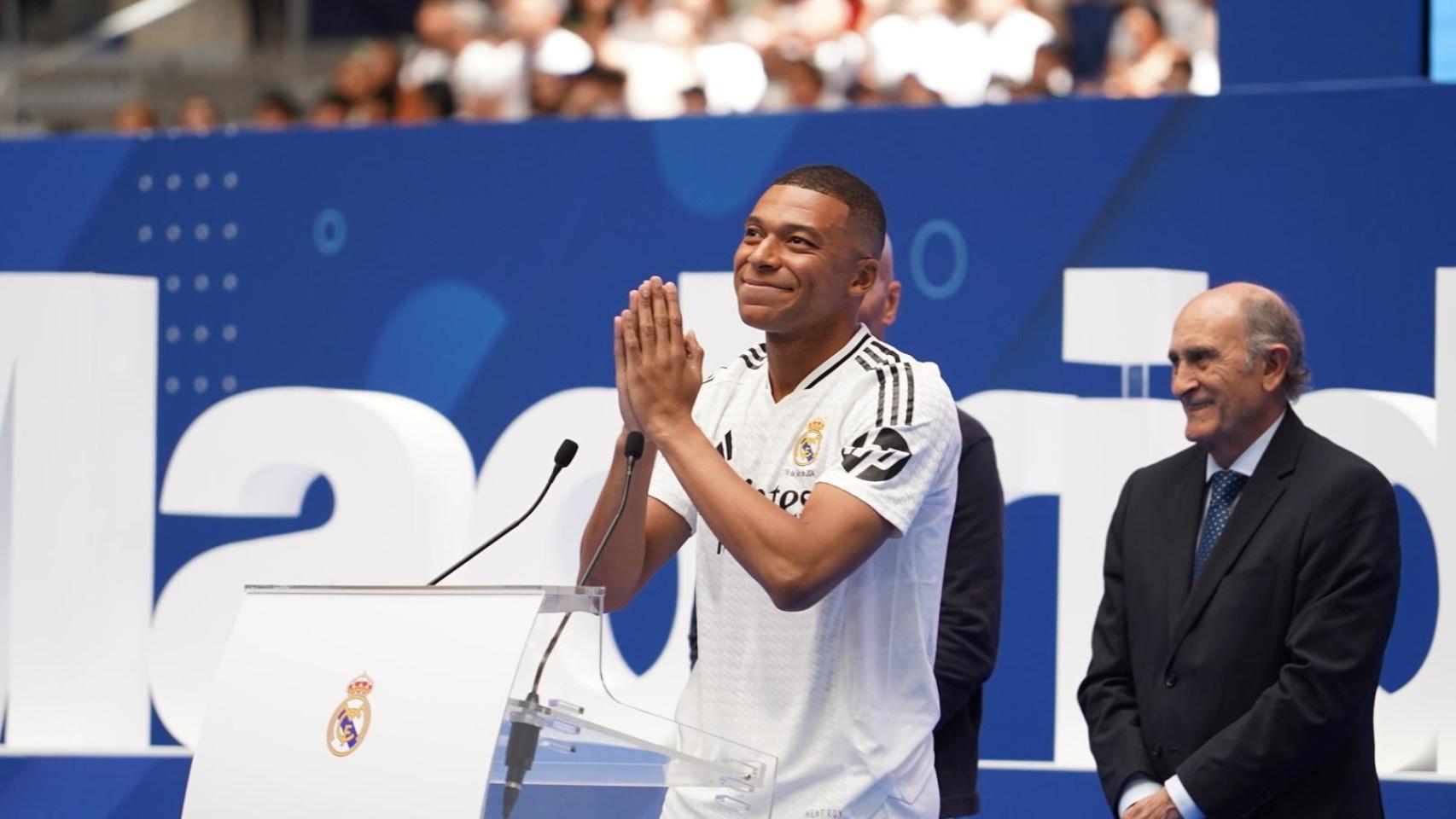 Kylian Mbappé, durante su presentación con el Real Madrid