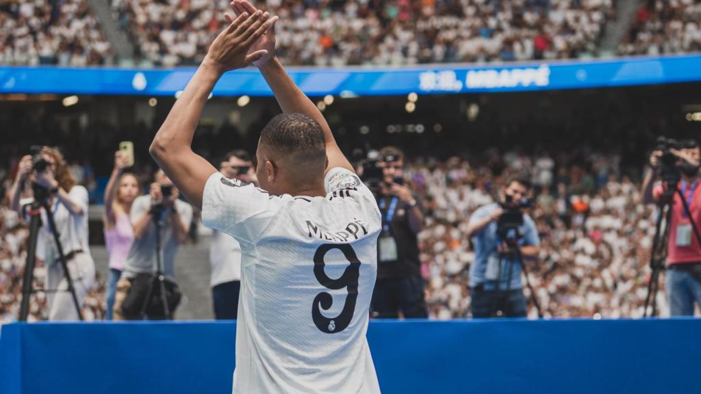 Kylian Mbappé, durante su presentación con el Real Madrid