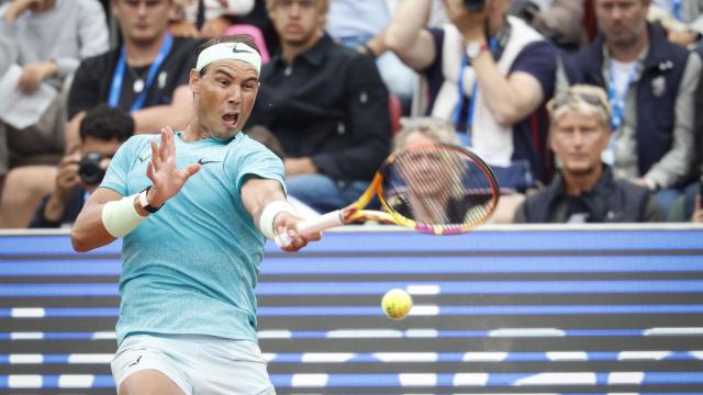Rafa Nadal, durante su partido contra Leo Borg.