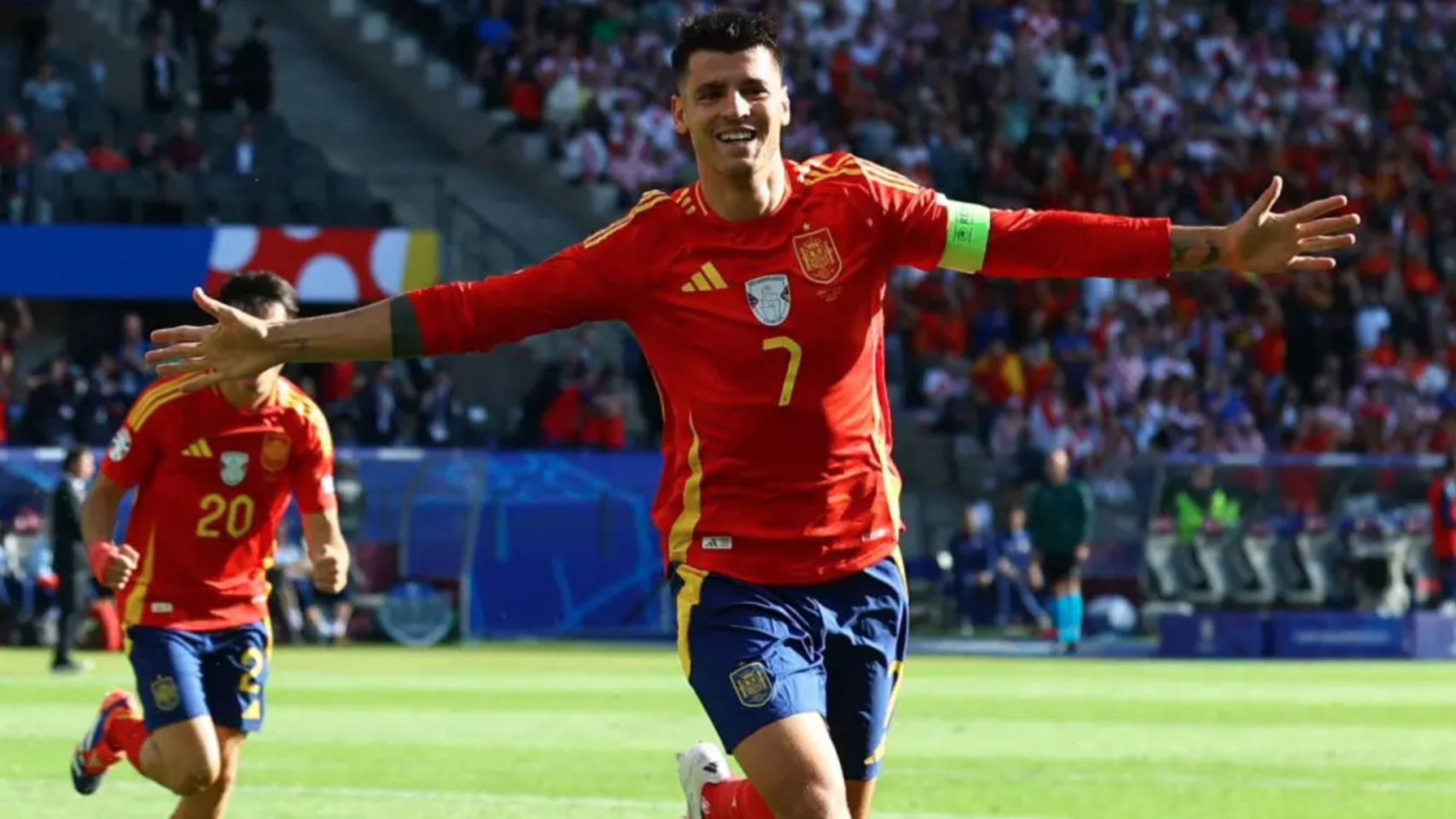 Morata  celebra su gol frente a Croacia en la Eurocopa.