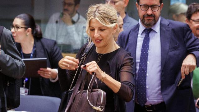Yolanda Díaz, este martes en Bruselas, durante la reunión de ministros de Empleo de la UE.