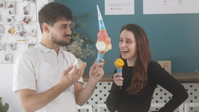Carlos y Sofía Luppi, responsables de Bibì e Bibò, en una de sus heladerías.