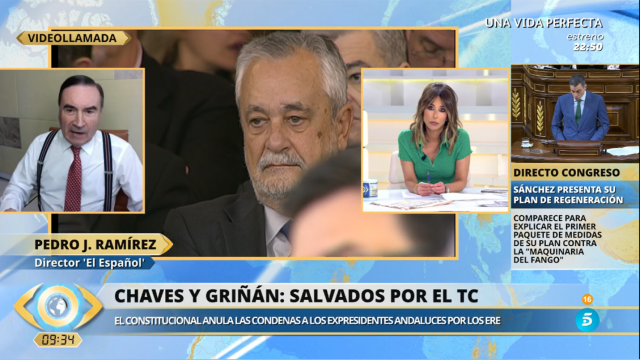 El director de 'El Español', Pedro J. Ramírez, participa en la tertulia 'La Mirada Crítica' mientras Pedro Sánchez anuncia el plan de regeneración democrática