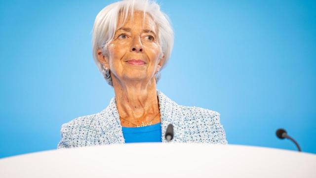 La presidenta del BCE, Christine Lagarde, durante una rueda de prensa