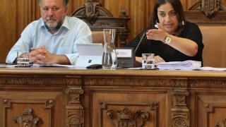 El concejal de Hacienda, Carlos Hernández, y la alcaldesa de Palencia, Miriam Andrés