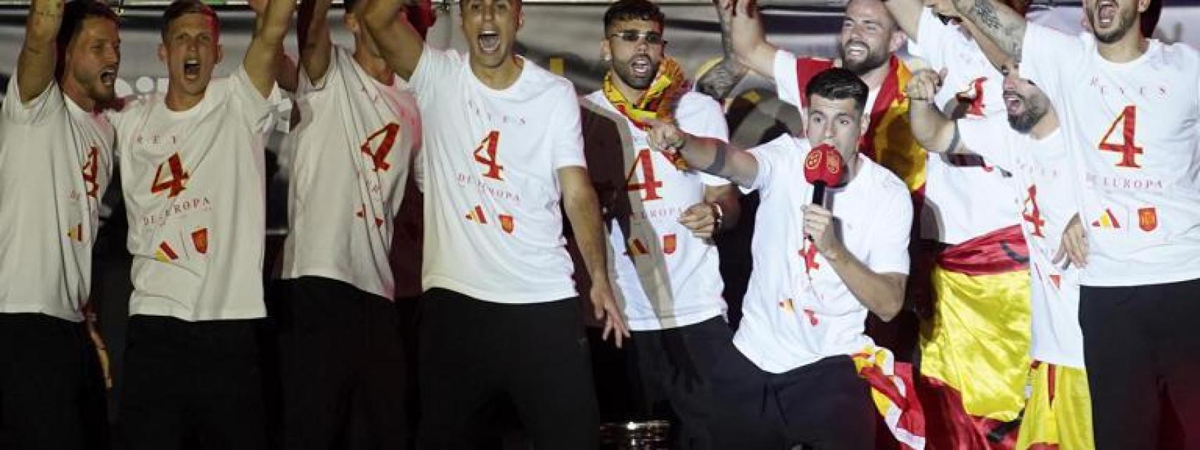 Morata y Rodri, durante la celebración de la Eurocopa.