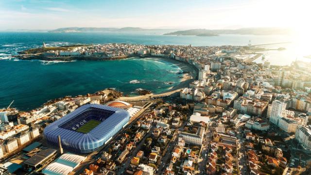 Vista del nuevo Riazor de día