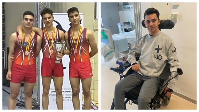 Adrián Márquez, antes y después de lesionarse haciendo gimnasia.