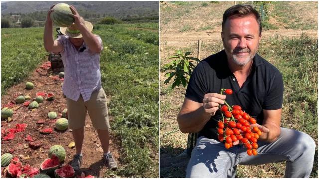 A la izquierda, José Alfonso Soria, productor de sandías y, a la derecha, Pascual Cabedo, el agricultor detrás de la EAP.