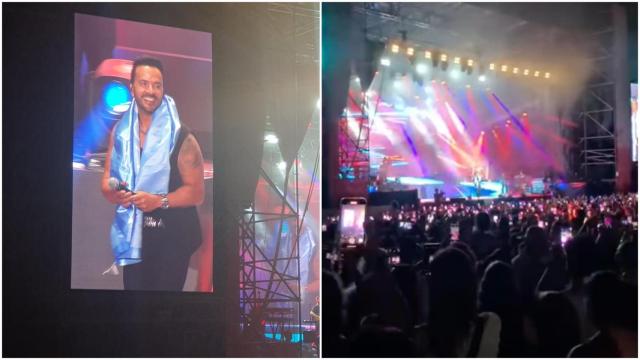 Luis Fonsi, con la bandea del Celta en un Castrelos abarrotado.