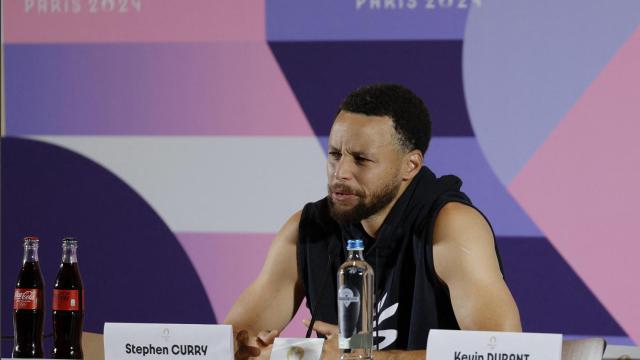 Stephen Curry, durante la rueda de prensa.