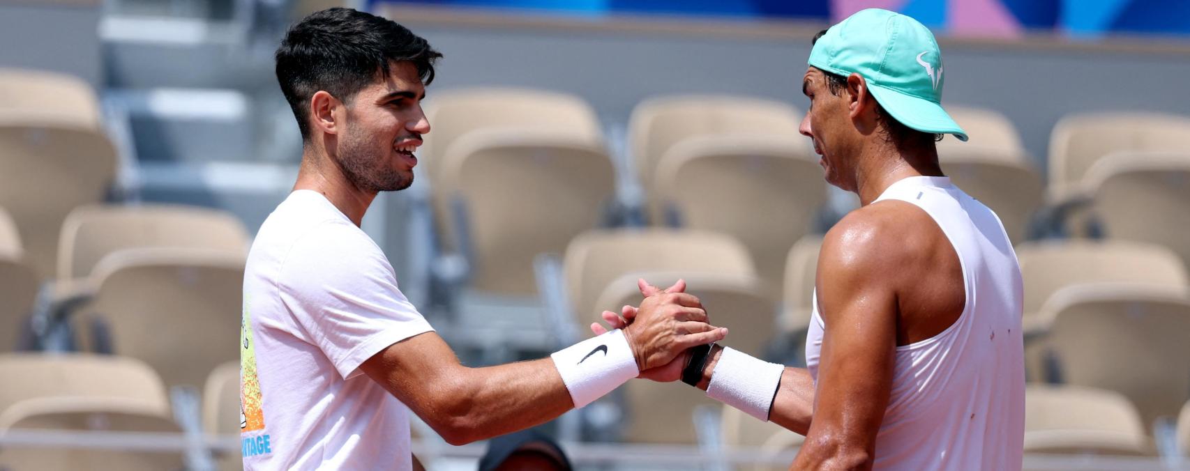 Carlos Alcaraz y Rafa Nadal entrenan en París