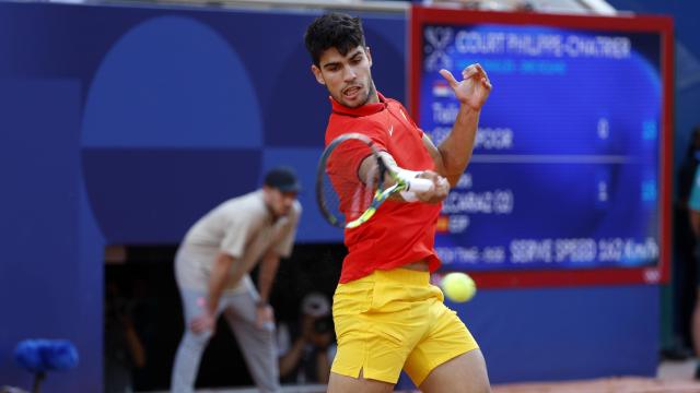 Alcaraz, durante el partido ante Griekspoor.