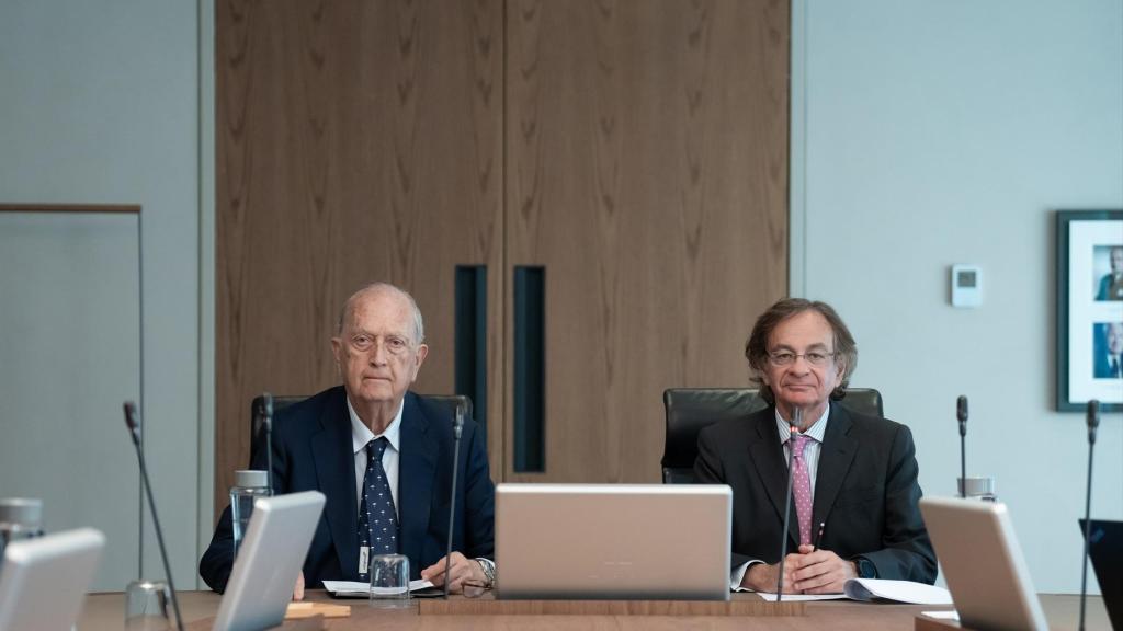 El presidente de Colonial, Juan José Brugera, y el CEO, Pere Viñolas, durante una rueda de prensa.