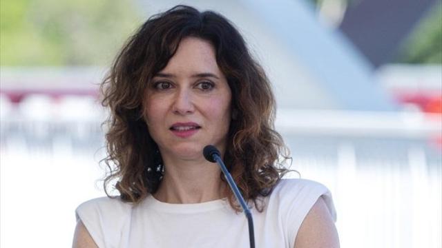 La presidenta de la Comunidad de Madrid, Isabel Díaz Ayuso, en su última intervención pública, la pasada semana, en Aldea del Fresno.