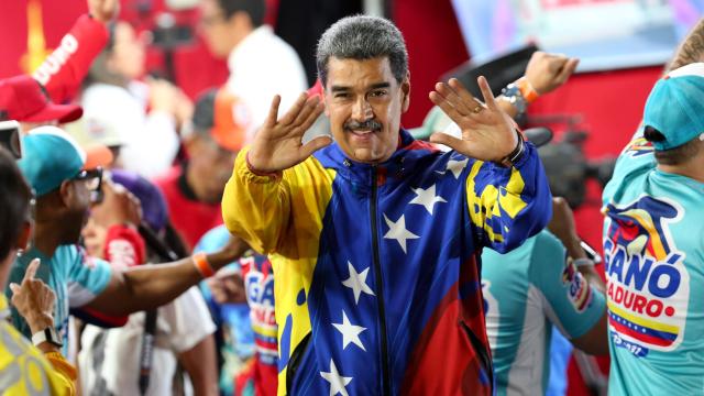 Nicolás Maduro celebrando su victoria en las elecciones de Venezuela.