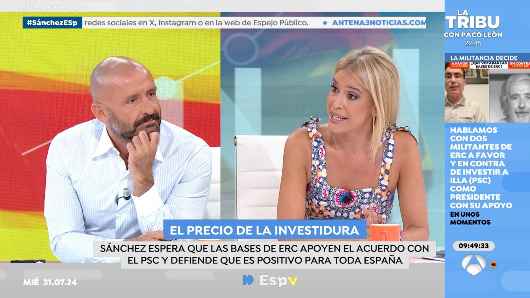 Jaime de los Santos y Afra Blanco en 'Espejo Público'.