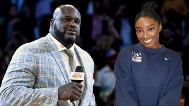 Shaquille O’Neal y Simone Biles en un fotomontaje