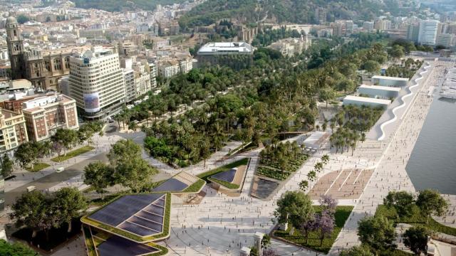 Imagen de la operación de peatonalización proyectada en el marco del Plan Málaga Litoral.