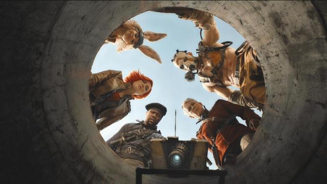 Ariana Greenblatt, Cate Blanchett, Kevin Hart, Jamie Lee Curtis y Florian Monteanu en 'Borderlands'. Foto: Diamond Films