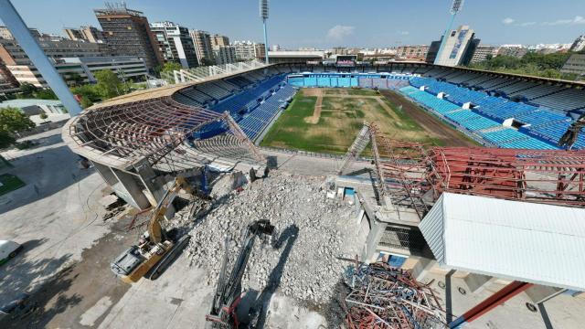 La demolición de La Romareda, como nunca: así se ven las obras a vista de dron