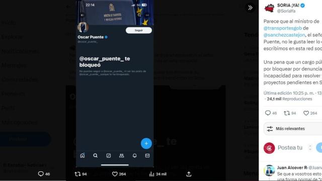 Mensaje de Soria Ya! con el bloqueo de Óscar Puente