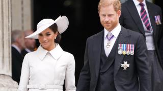 El príncipe Harry y Meghan Markle, en la celebración de Acción de Gracias en 2022.