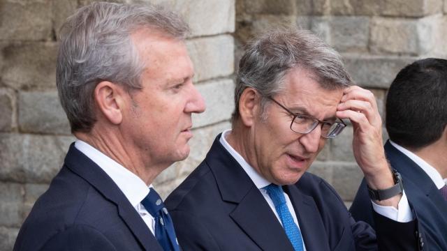 Feijóo, en su última aparición pública, el pasado 25 de julio, con el presidente de Galicia, Alfonso Rueda.