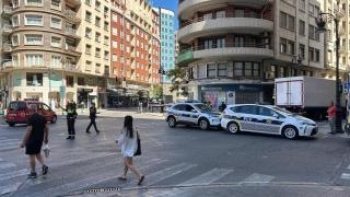 Imagen de la calle cortada en la confluencia de la plaza de San Agustín y la calle San Vicente Mártir de Valencia. Luis Villanueva