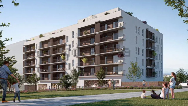 Recreación de una nueva promoción de viviendas que se va a construir en el barrio Las Cañas de Guadalajara.