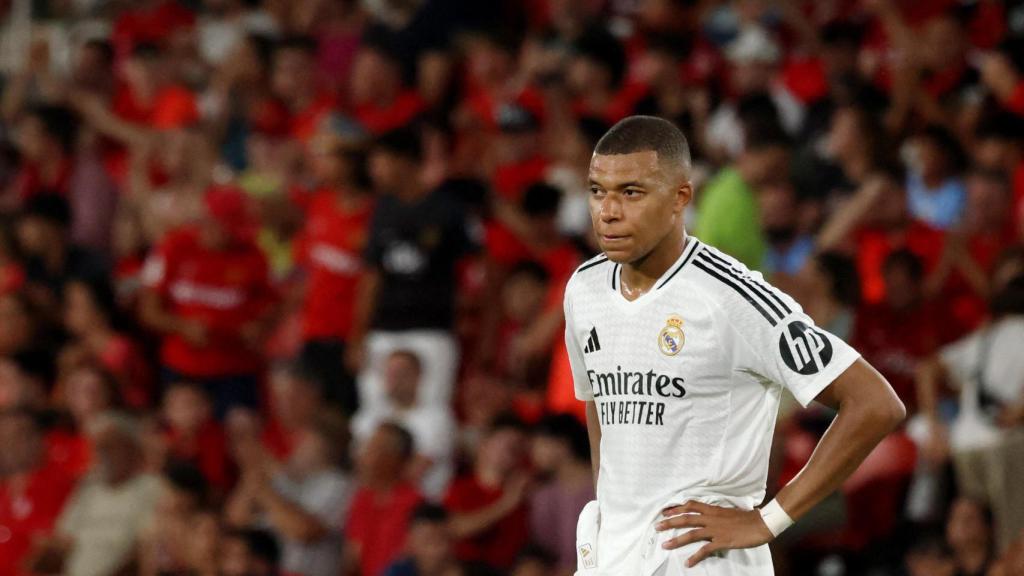 Mbappé se lamenta durante el partido ante el Mallorca.