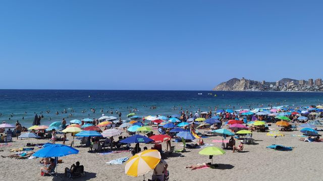 Una vista de la playa de Benidorm a finales de julio.