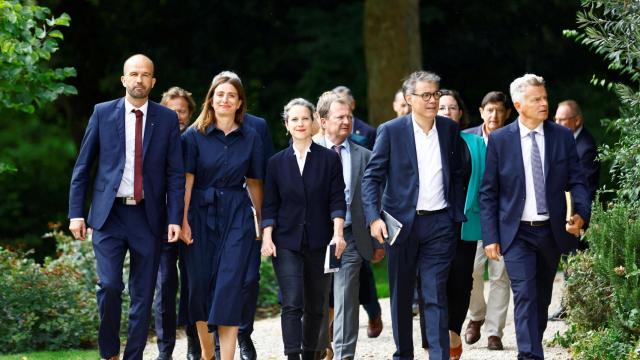 Representantes del Nuevo Frente Popular este viernes antes de reunirse con Emmanuel Macron.